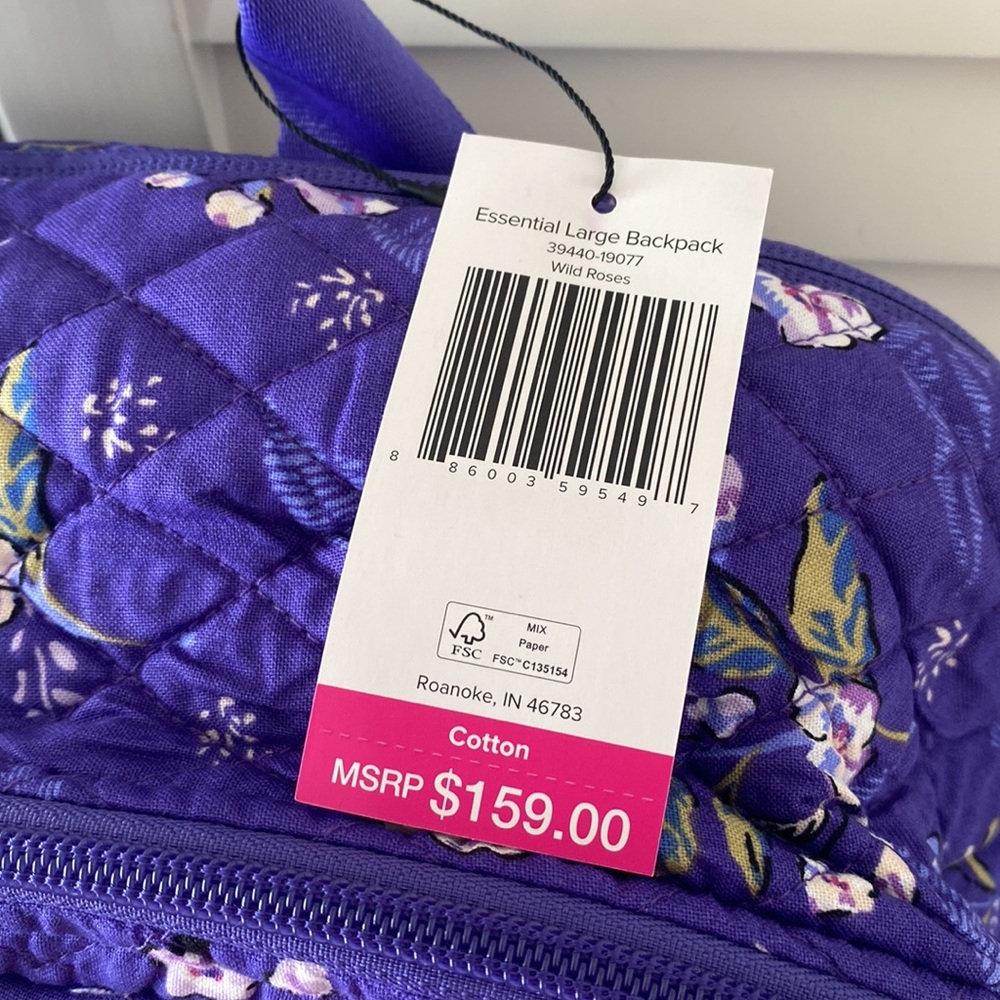 Vera Bradley WILD ROSES LARGE BACKPACK XL NWT PURPLE Travel bag floral flowers - Picture 4 of 8